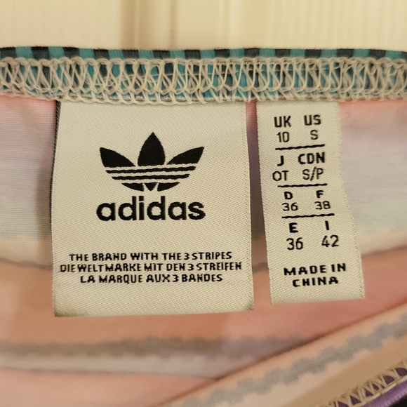 Adidas Originals X Farm Off-Shoulder Multi Striped Crop Top Size Small - Picture 5 of 5